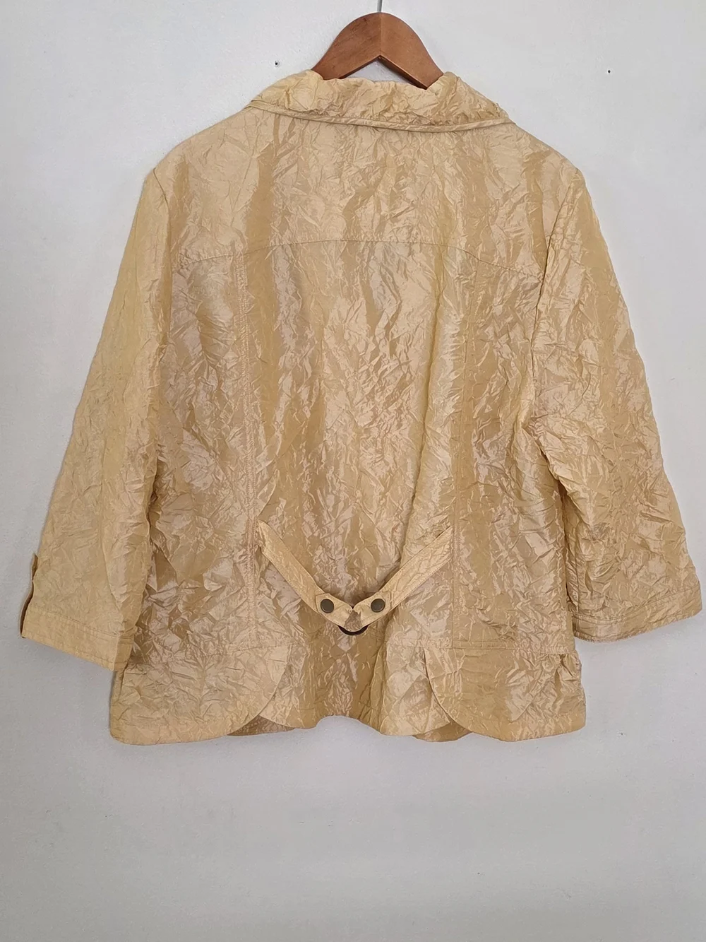Chico's Textured Crinkled Blazer Gold Tan Button Up Size 3 (XL)